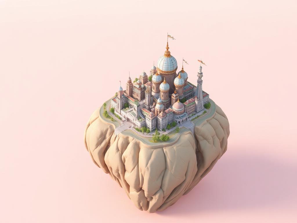 Result generated with the prompt: Soft-clay isometric world